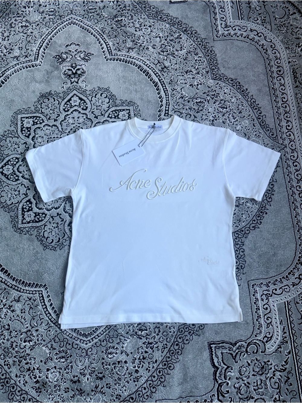 Acne Studios White Embossed Logo Crew Neck Tee